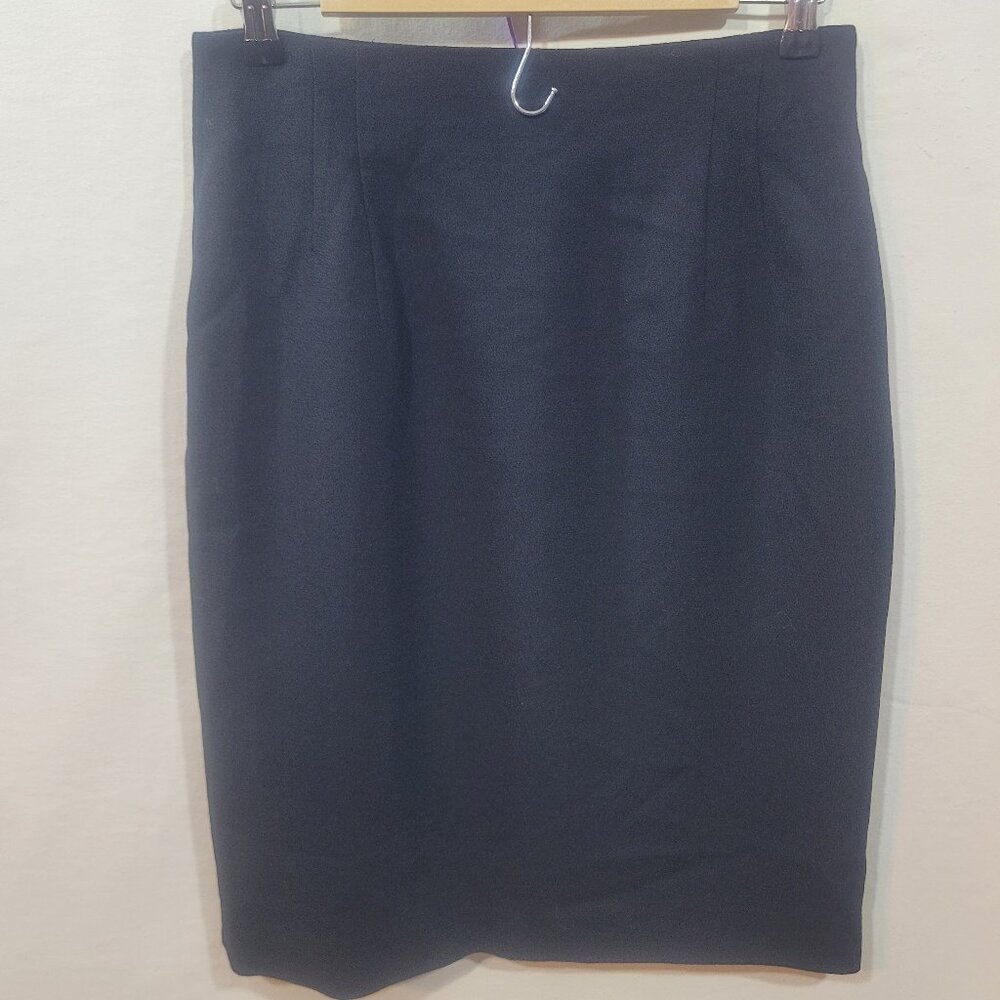 Vintage 90's Black 100% Wool Rena Rowan for Saville Pencil Skirt